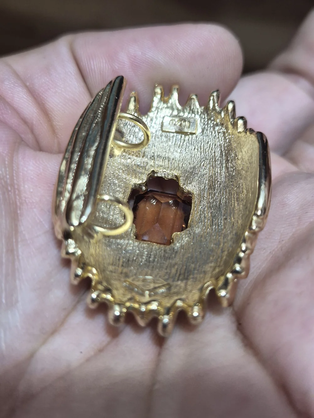 Liz Claiborne Gold-Tone Chain  Pendant with Brown Gem